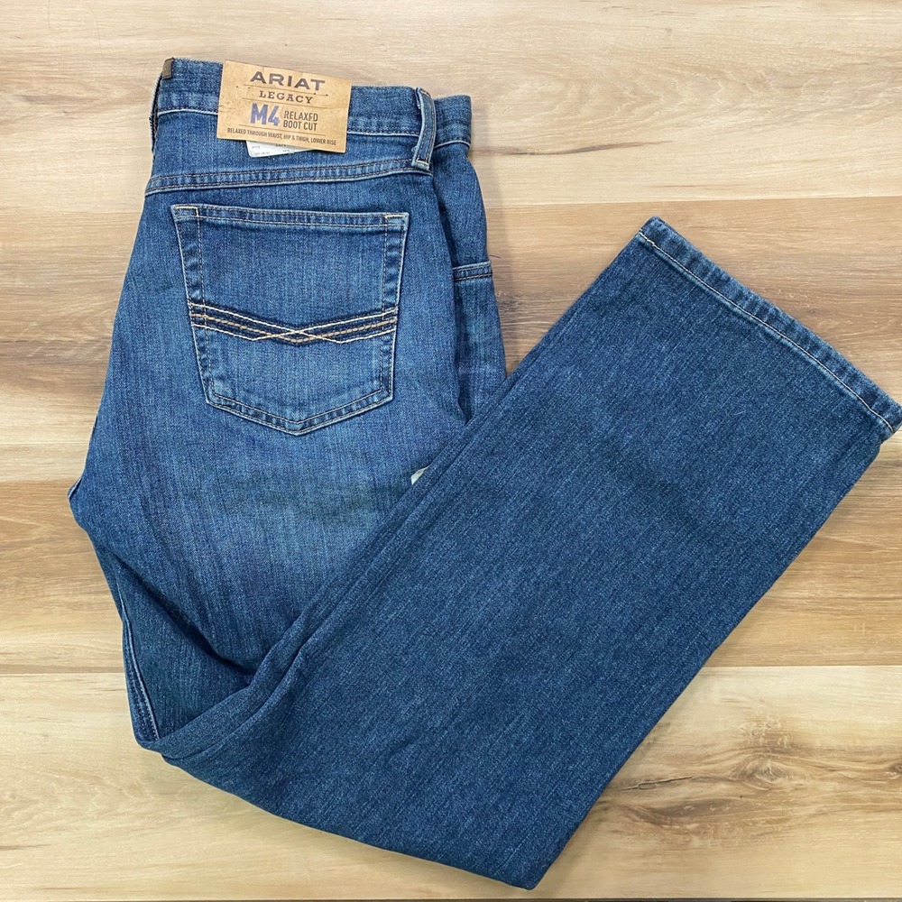 Ariat M4 Relaxed Boot Cut Jeans 34/32 Legacy Western Denim Blue